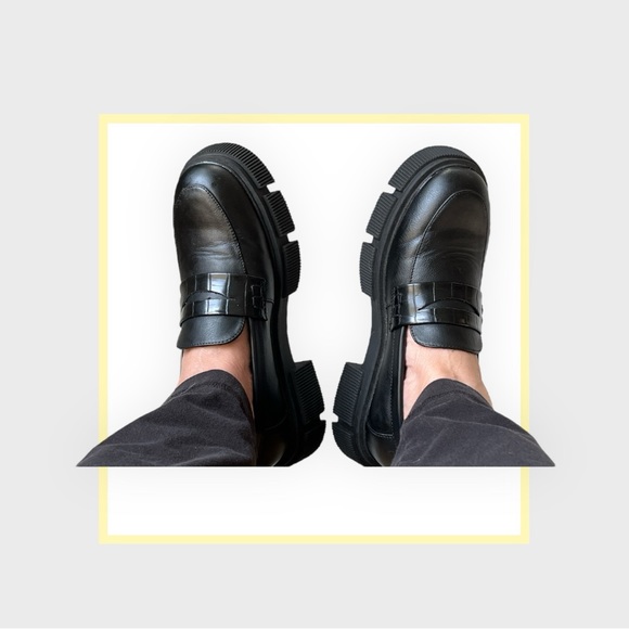 Schuh Chunky Heel Black Oxford Style Slip-on Loafers, Excellent Preloved Cond. - Picture 6 of 7